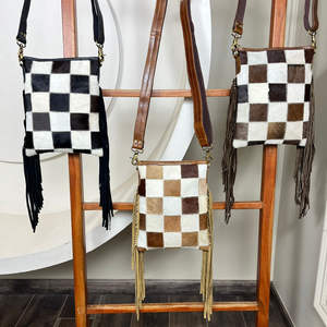 Nouveau gros luxe en cuir de vachette véritable mode sacs à bandoulière femmes grande capacité frange motif à carreaux sacs à main 2025 - Product Image 4