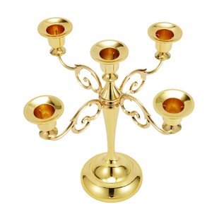 Candelabro de aluminio de alta calidad, chapado en oro, de 5 brazos, para decoración del hogar y hoteles, personalizable, con el mejor acabado en oro. - Product Image 1
