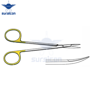 Knapp Scissors <b>12</b> cm (4-3/4 Inch) Curved Blunt TC Gold Tungsten Carbide Surgical Scissors Stainless Steel Precision Operating - Product Image 3