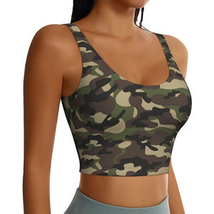 Nuevo sujetador deportivo transpirable de última tendencia para mujer, diseño de camuflaje, ropa deportiva, entrenamiento, yoga, con relleno, sublimación frontal - Product Image 3