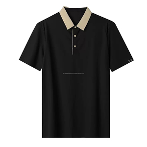 High Quality <b>Slim</b> <b>Fit</b> <b>Black</b> Polo <b>Shirt</b> Cotton Polyester Short Sleeves with Customized Logo and Design for Golf - Product Image 1
