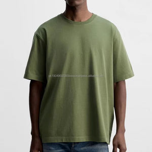 Camiseta Holgada de Cuello Redondo, Estilo Urbano, 220 g/m², Camisetas Lisas para Hombre, Camiseta de Algodón Grueso para Hombre - Product Image 1