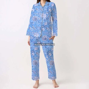 100% Cotton Women Pajamas Set Soft Home Wear PJ Set Spring/Summer Floral/CHARACTER/Letter/Pattern/Vacation/Tree Pattern PJ006 - Product Image 5