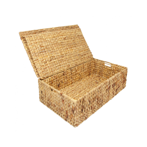 Water Hyacinth Storage Baskets Woven <b>Wicker</b> <b>Bins</b> With Iron Wire Frame And Built In Handles For Shelf Organizing Set Of 3 - Product Image 2