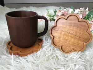 High Quality Customized Handcrafted Acacia Beech Wood Eco-Friendly Irregular Shape Home Creative Doussiewood Coaster Mats Pads - Product Image 5