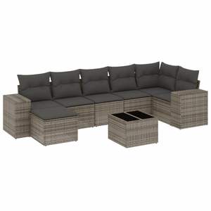 Conjunto de Sofás de Jardín Gris Oscuro, 6 Plazas, Muebles de Ratán para Exteriores, Diseño Contemporáneo - Product Image 4
