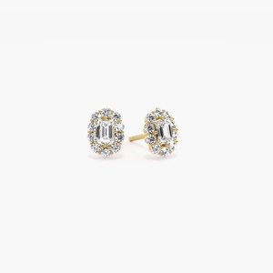 <b>Emerald</b> Cut Lab Grown Diamond <b>Stud</b> Earrings 0.22CT IGI Certified 14K/18K Gold Cluster Halo Wholesale OEM ODM Jewelry Supplier - Product Image 1