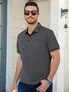 Chemises polo rayées de qualité supérieure pour hommes, manches courtes, tissu confortable, chemises polo OEM, design personnalisé, vêtements en gros - Product Image 3