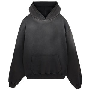 <b>Men's</b> Oversized Vintage <b>Grey</b> Pullover Hoodie Casual Hooded <b>Sweatshirt</b> with Front Pocket Autumn - Product Image 3