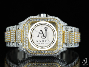 AARVA JEWELS นาฬิกาเพชรทรงสี่เหลี่ยมหรูหรา สแตนเลสสตีล อะนาล็อก ควอตซ์ สำหรับทุกเพศ 38 มม. คริสตัลแซฟไฟร์ ตัวล็อคแบบผีเสื้อ - Product Image 1