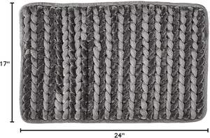 Tapis de bain contemporain 100% coton, doux, absorbant et lavable en machine, avec des détails en bambou massif pour salles de bain et douches modernes - Product Image 3