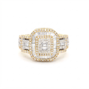 Bague de fiançailles et de mariage pour homme en or rose 10K, style Hip Hop, géométrique, luxueuse, sertie de moissanite taille brillant, personnalisée et glacée - Product Image 1