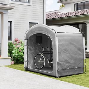 Tenda Garage per Biciclette Portatile e Impermeabile con Borsa per il Trasporto, in Tessuto Oxford 210D, Copertura Grigio Scuro per 3-4 Biciclette - Product Image 2