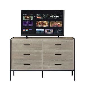 Cassettiera in Legno Massello con 6 Cassetti, Struttura Robusta in Acciaio, 123,3 cm L x 40 cm P, Armadio Contenitore Stile Rustico per Camera da Letto - Product Image 3