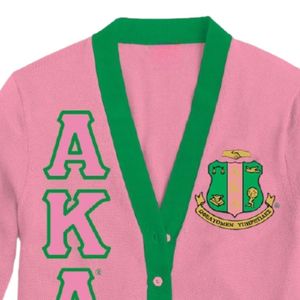 Pink Green Varsity <b>Cardigan</b> <b>Sweater</b> With Letter Design Embroidered Crest Knit Button Front Casual Fashion <b>Cardigan</b> For Women - Product Image 2