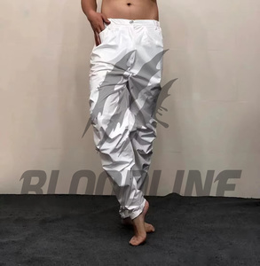 Pantalon large en cuir noir pour moto, unisexe adulte toutes saisons, avec ceinture - Product Image 1