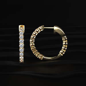 0.70 TCW Round Moissanite Inside Out Hoop <b>Earrings</b> 14K Gold Shared Prong Hinged Hoops VVS Moissanite 925 <b>Silver</b> Jewelry Gift - Product Image 4