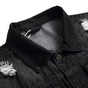 Custom Made <b>Men's</b> <b>Long</b> Winter Plain Denim <b>Jacket</b> 100% Cotton Black Color Stretchable with Comfortable Fit - Product Image 5