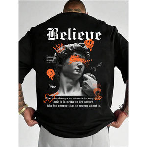 Camiseta Oversize Personalizada de Alta Calidad para Hombre, Venta al por Mayor, Camisetas Lisas para Impresión, Camisetas de Algodón con Estampado Personalizado Estilo Urbano - Product Image 1