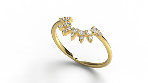 Luxury 18K Gold Curved Wedding Band Round Cut Diamonds <b>Stacking</b> <b>Ring</b> Band Jewelry Fine Jewelry for Women - Product Image 2