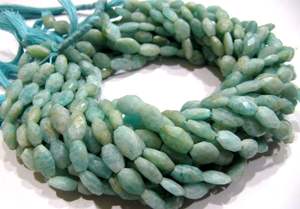 Perles ovales facettées en amazonite naturelle, forme briolette, perles de pierres précieuses vendues par brin 13 - Product Image 2