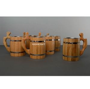 Chope à bière 100% naturelle en bois et acier, tankard en bois, stein en bois, chope à bière artisanale, tasse en bois de mangue et acier - Product Image 5