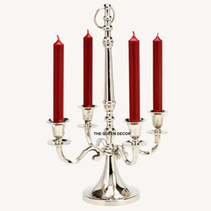 Luxury Candle <b>Stand</b> with 3 Arms Shiny Tableware Handmade Metal <b>Tree</b> Branch Candelabra Set of 2 Silver Plated - Product Image 3