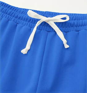 Men's Blue Oversized T-Shirt Cargo Shorts Set Crew Neck Solid Casual Summer Knitted 100% Cotton Breathable Anti-Shrink 220 Grams - Product Image 5