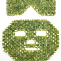 Masque facial en jade vert Xiuyan naturel, masque bien-être en jade tissé à la main pour le massage des méridiens et la relaxation du visage