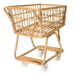 Chariot de courses en rotin de haute qualité pour bébé et tout-petit, jouet chariot de marché pour jeu d'imitation - Product Image 5