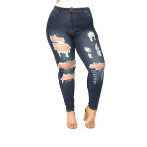 Pantalones vaqueros informales de rayas sólidas para mujer, pantalones ajustados personalizados, diseño de botones, decoración de talla grande, precio al por mayor, Exportación a Bangladesh - Product Image 2