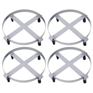 Chariot à fûts robuste en acier (4 pièces) pour fûts de 55 gallons, avec 4 roues pivotantes à frein pour le déplacement de fûts - Product Image 1