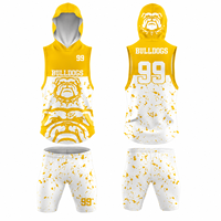 Ensemble d'uniformes de football 7v7 personnalisés sublimés sans manches à capuche, maillots et shorts d'entraînement d'équipe, vêtements de compression à motif éclaboussures de peinture