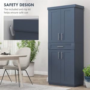 Mobile da Cucina in Legno Massello Stile Moderno, Armadio Multifunzionale con Pannelli in Compensato e Melamina, Arredamento per Soggiorno - Product Image 5