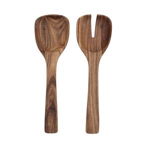 Juego de cucharas de cocina de madera maciza hechas a mano, incluye espátula, cuchara volteadora, cuchara para servir y cuchara mezcladora para utensilios de cocina. - Product Image 1