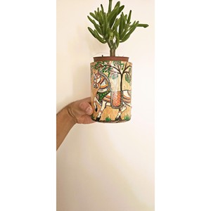 Macetero de Madera de Mango Pintado a Mano con Diseño de Elefante 30x30x30 cm Ecológico y Duradero Ligero |   Decoración de Jardín al por Mayor - Product Image 1