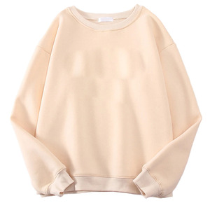 Sweat-shirt unisexe à col ouvert, manches longues, couleur beige unie, logo personnalisé, 100% coton French Terry, col rond, épaules tombantes. - Product Image 6