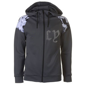 Sudadera con capucha unisex personalizada de poliéster con logo de diamantes de imitación, ropa deportiva con paneles de camuflaje en los hombros, fabricante OEM - Product Image 1