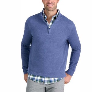 Suéter de Punto Azul para Hombre, Estilo Casual, Cuello Redondo con Cierre de Cremallera, Corte Regular, Color Sólido, Manga Larga, para Otoño - Product Image 1