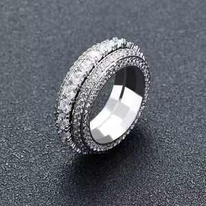 High Quality 925 Sterling <b>Silver</b> Moissanite Ring Luxury Hip Hop <b>Wedding</b> <b>Band</b> with Bold Fashion Statement Style - Product Image 5