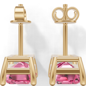 Heerani Jewels Women's Engagement <b>Pink</b> <b>Sapphire</b> Emerald Cut Stud <b>Earrings</b> Gold Plated 925 Sterling Silver Solitaire Gemstone - Product Image 5