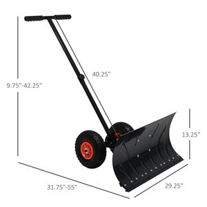 Pala da Neve con Lama da 29 Pollici, Ruote da 10 Pollici, Angolo Regolabile, Manico in Metallo e Legno, Spingipista Manuale, Materiale in Alluminio Nero, Personalizzazione OEM - Product Image 3
