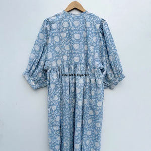 Beautiful floral Cotton Block Printed dress Dress For Casual wear Hand Block Printed Dress - Product Image 3