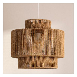 Lámpara Colgante de Yute Tejida a Mano, Estilo Moderno de Mediados de Siglo, con Detalles de Madera, Lámpara de Techo de Fibra Natural en Forma de Cono - Product Image 5