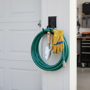 Double Garage Utility <b>Hook</b> Steel Wall Mount Hose Holder Hanger Rack for Garden Hose <b>Tool</b> Storage Black OEM Vietnam GAPGAR005 - Product Image 1