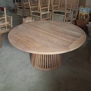 Table à manger en teck massif de luxe sur mesure avec plateau en travertin, 8 places, meubles de patio intérieur/extérieur, fournisseur direct d'usine de Jepara - Product Image 6