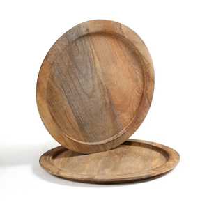Plato Redondo de Madera de Lujo al por Mayor con Acabado Natural, Diseño Moderno Ecológico para Servir Comidas, Bocadillos, Frutas y Comida Gourmet - Product Image 5