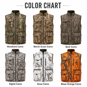 Gilet de chasse camouflage pour homme MEGAMAPLE, softshell, manches longues, respirant, polyester, décontracté, pour l'été, utilisation en extérieur, logo imprimé sur le devant - Product Image 4