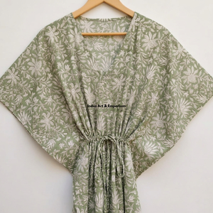 Kaftán de algodón estampado a mano al por mayor, kaftán de playa de algodón estampado, vestido de fiesta para mujer, vestido maxi de noche - Product Image 3