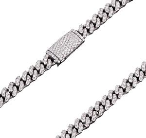 6MM 20 pulgadas diseño clásico 925 plata esterlina cadena de eslabones cubanos hombres Miami Iced collar oro Moissanite precio al por mayor - Product Image 1